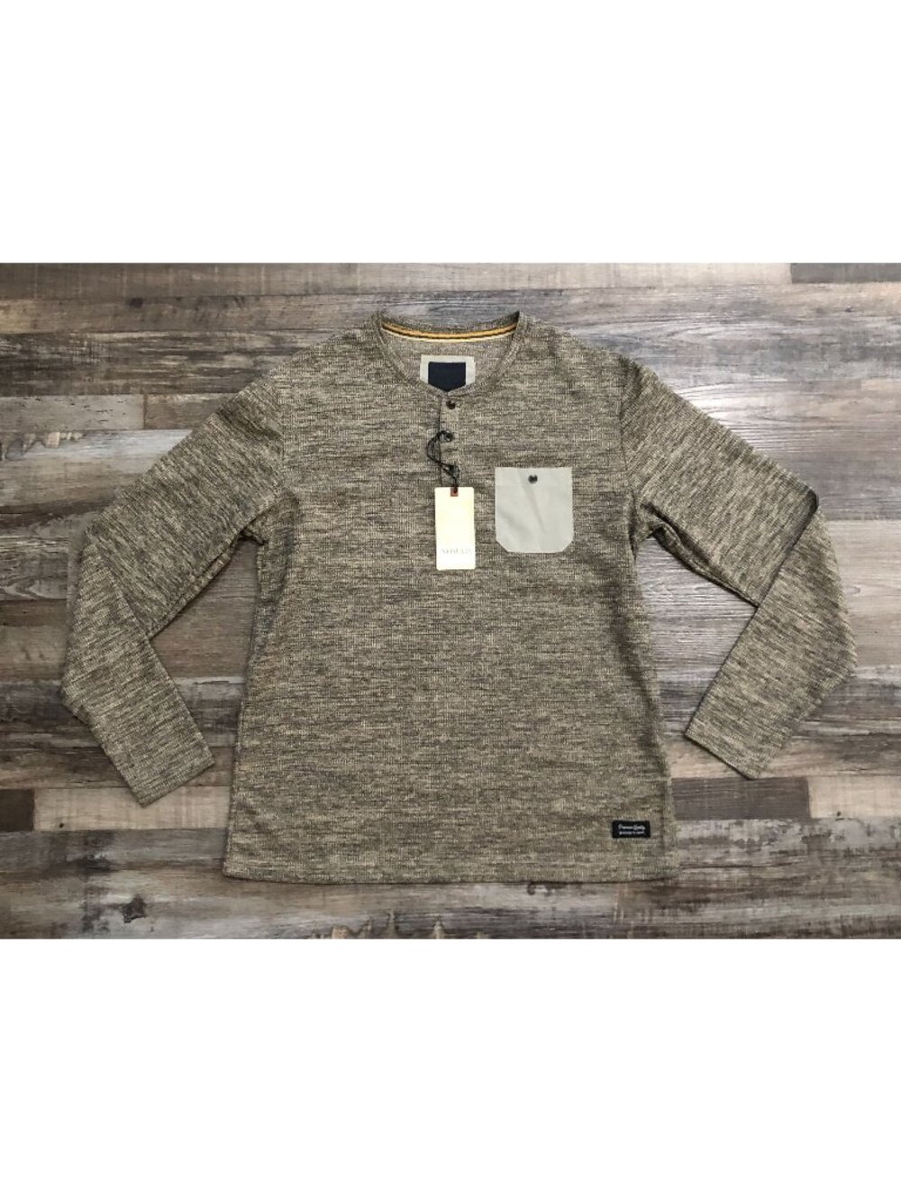 Nomad Mens Medium Brown Waffle Knit Thermal Henley Shirt New with Tags